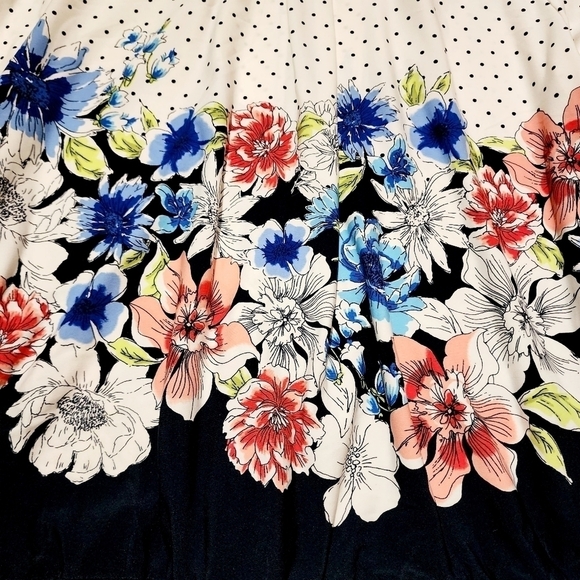 Susan Graver White Navy Floral Swiss Dot Full Zip Jacket Women's Large L Pockets - Picture 5 of 11